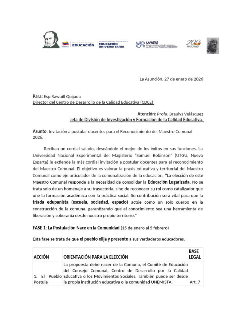 Invitación A Postular Docente COMUNAL | PDF