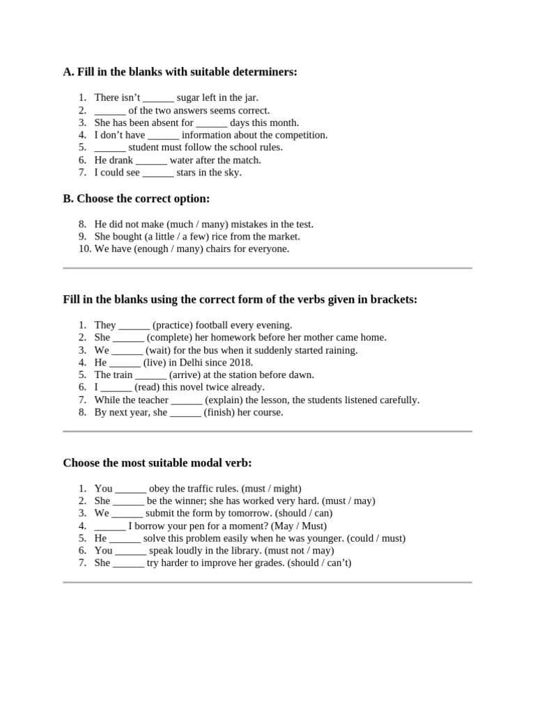 Grammar Practice Questions | PDF | Linguistics | Syntax