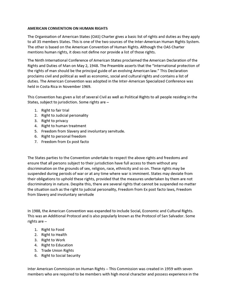 American Convention On Human Rights | PDF | Human Rights | Social Policy