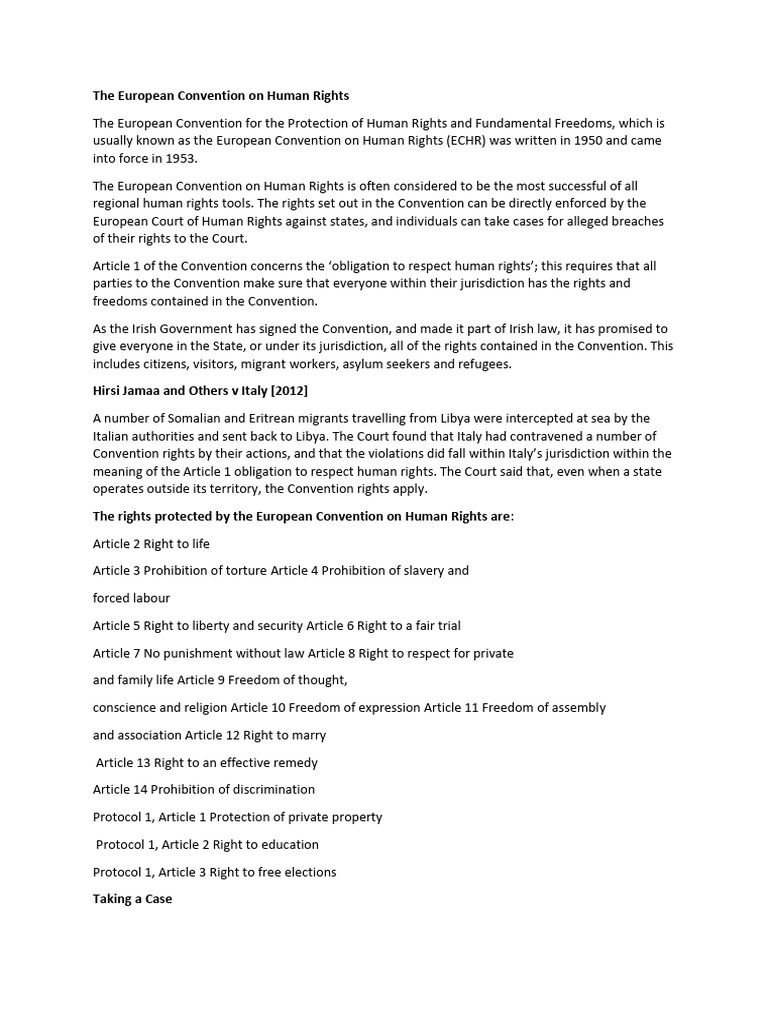 The European Convention On Human Rights | PDF | European Convention On ...