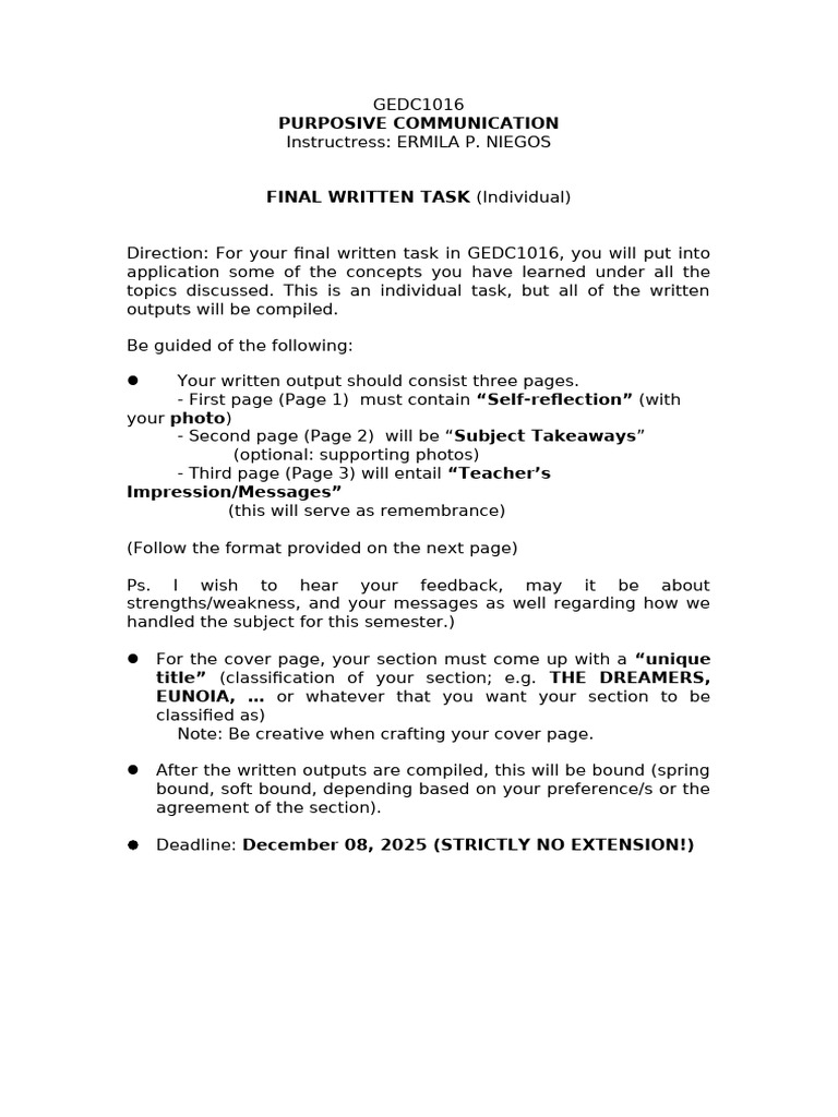 Final Written Task Gedc1016 | PDF