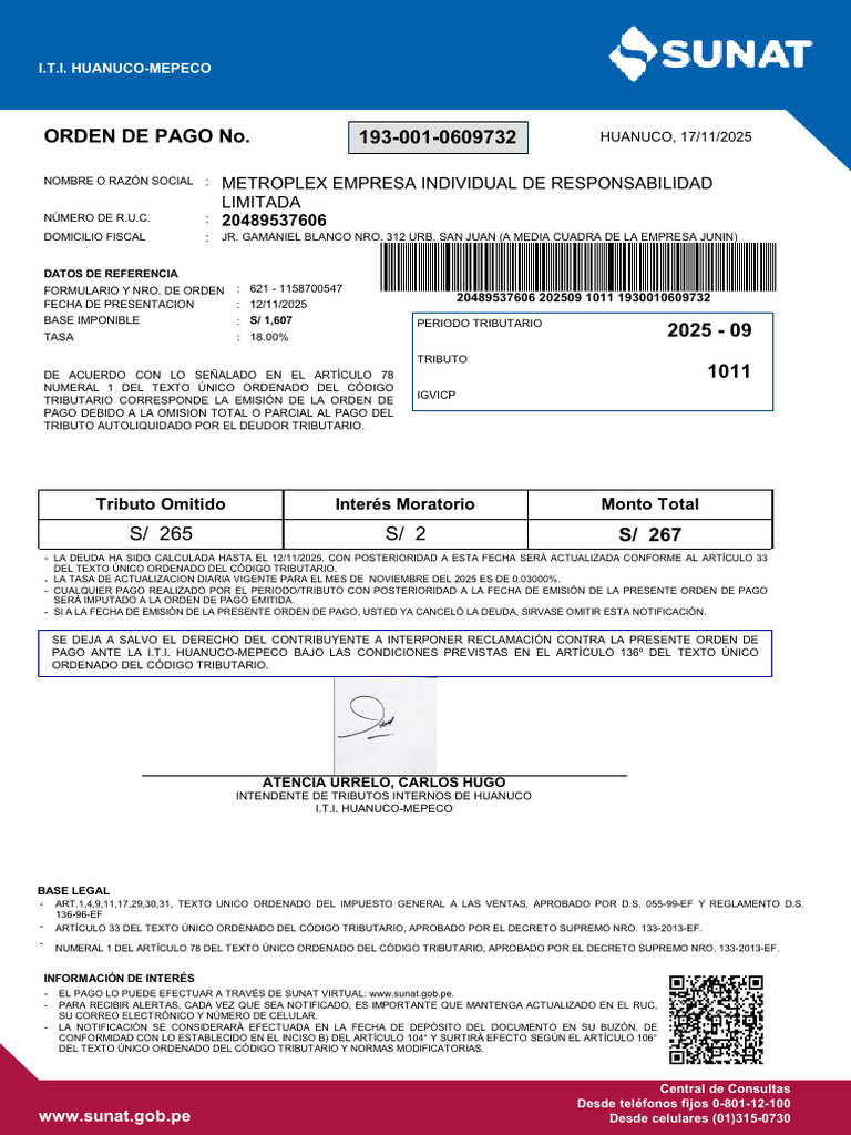 Orden de Pago 17-11-25 | PDF