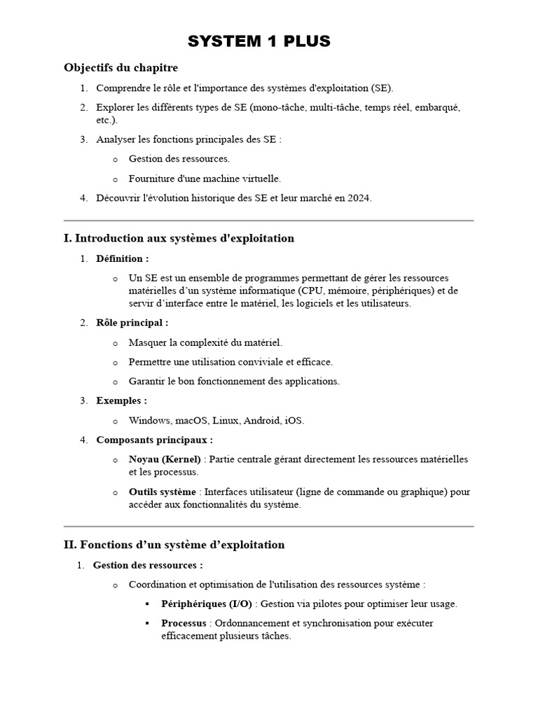 System 1 Plus | PDF | Système d'exploitation | Kernel (Système d ...
