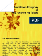 Ang Talasalitaan Kaugnay Sa Pagunawa Sa Teksto - New