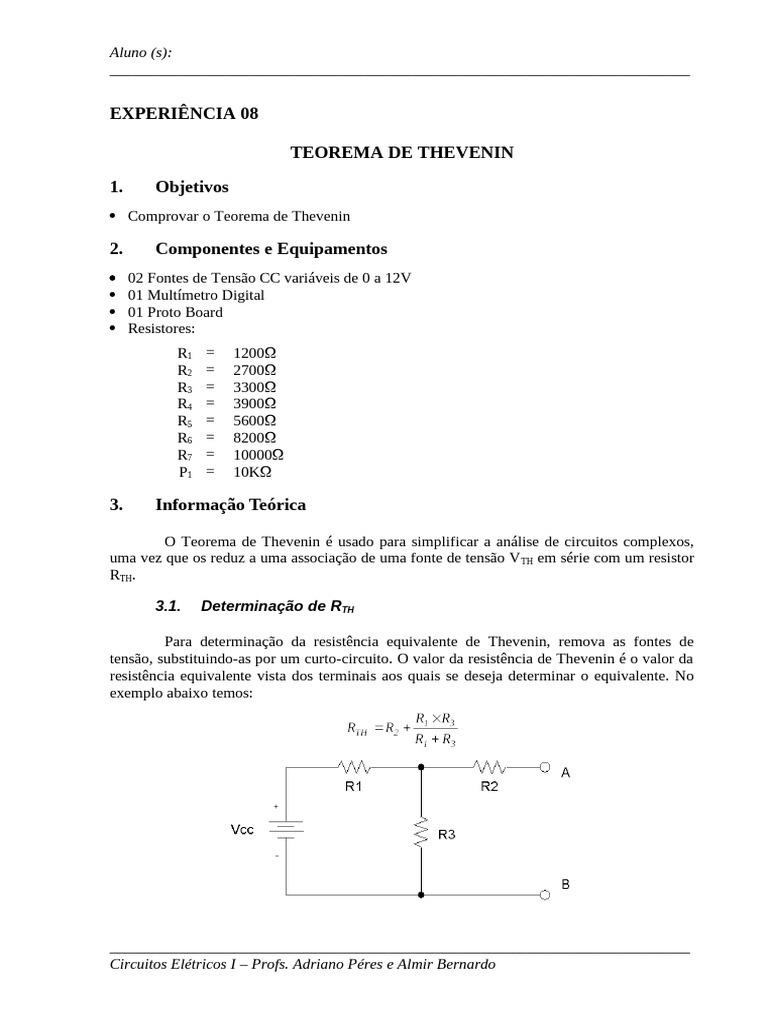 Exp 08 | PDF | Rede elétrica | Voltagem