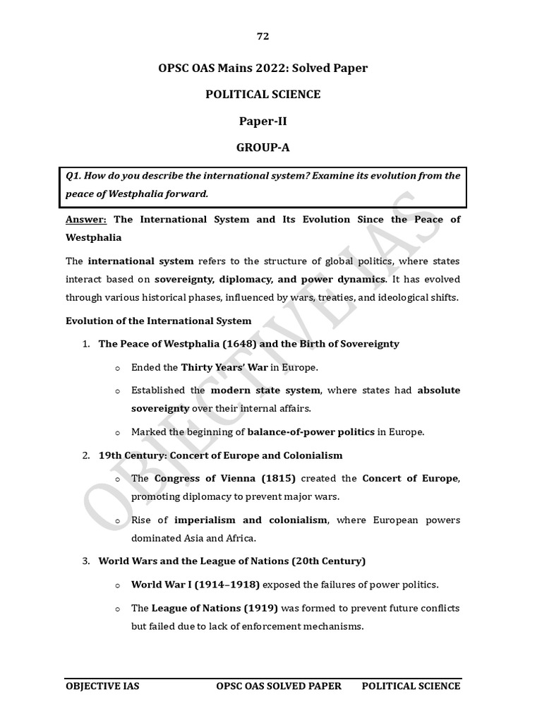 OAS Mains (Written) 2022 Solved Paper Political Science | PDF | Nuclear ...