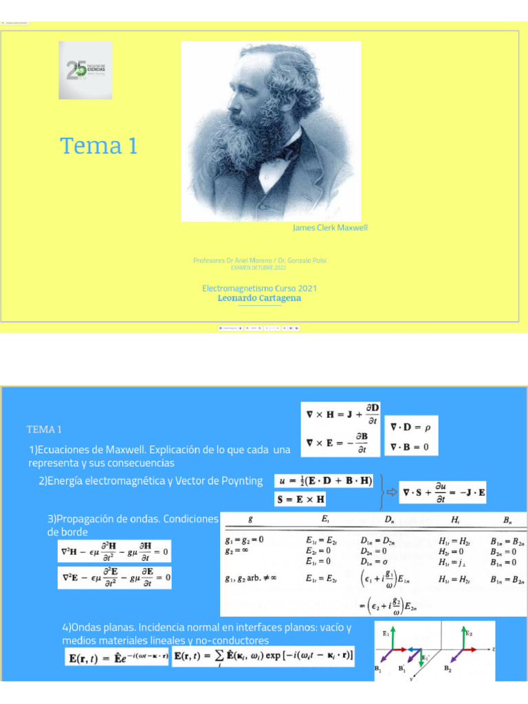 Tema1 Terminado Ecuaciones de Maxwell Vector de Pointing | PDF