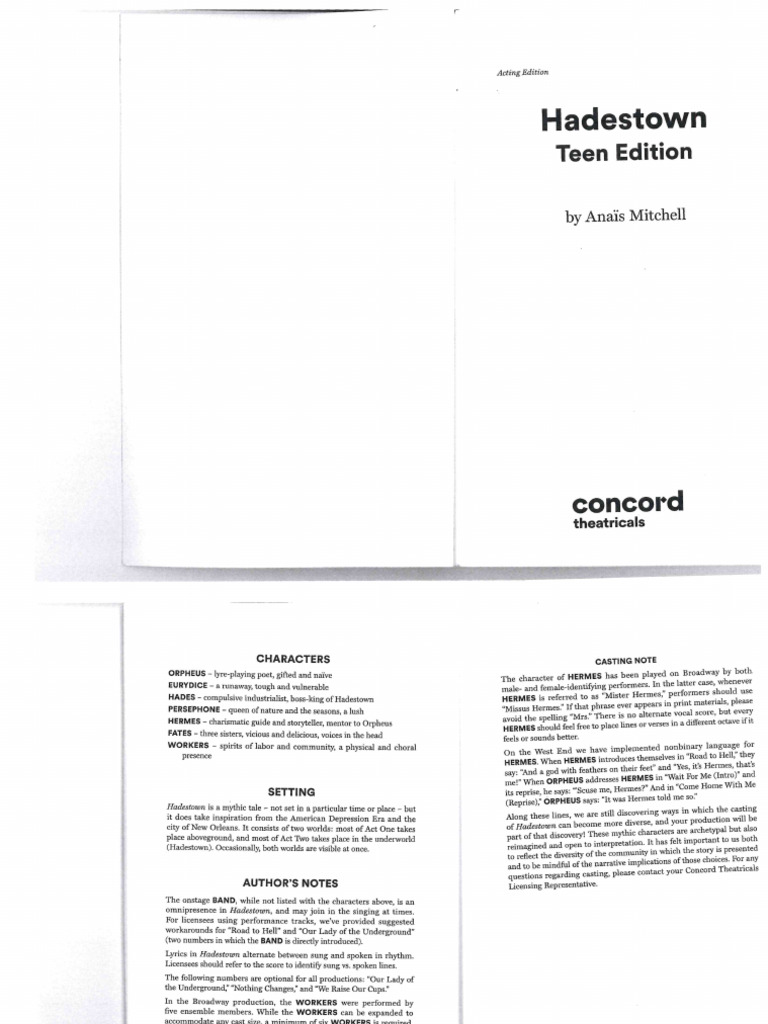 945309342 Hadestown Teen Edition | PDF