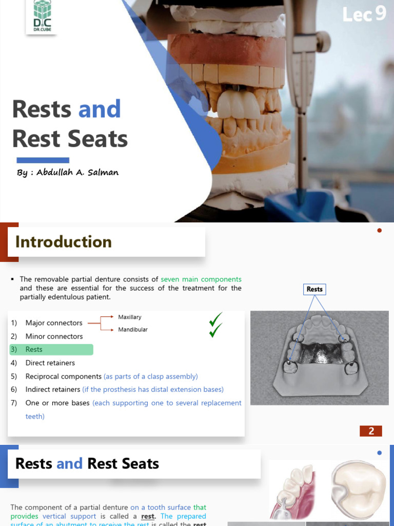 Pros3 Lec.9 Rest and Rest Seat | PDF | Dental Anatomy | Dentistry