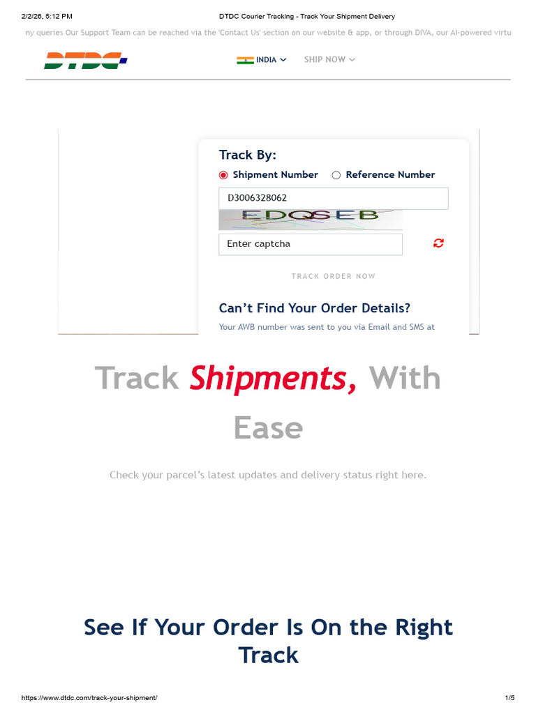 DTDC Courier Tracking - Track Your Shipment Delivery | PDF | Service ...
