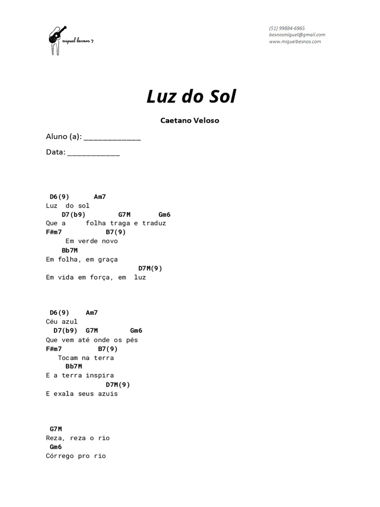 Luz Do Sol - Caetano Veloso | PDF