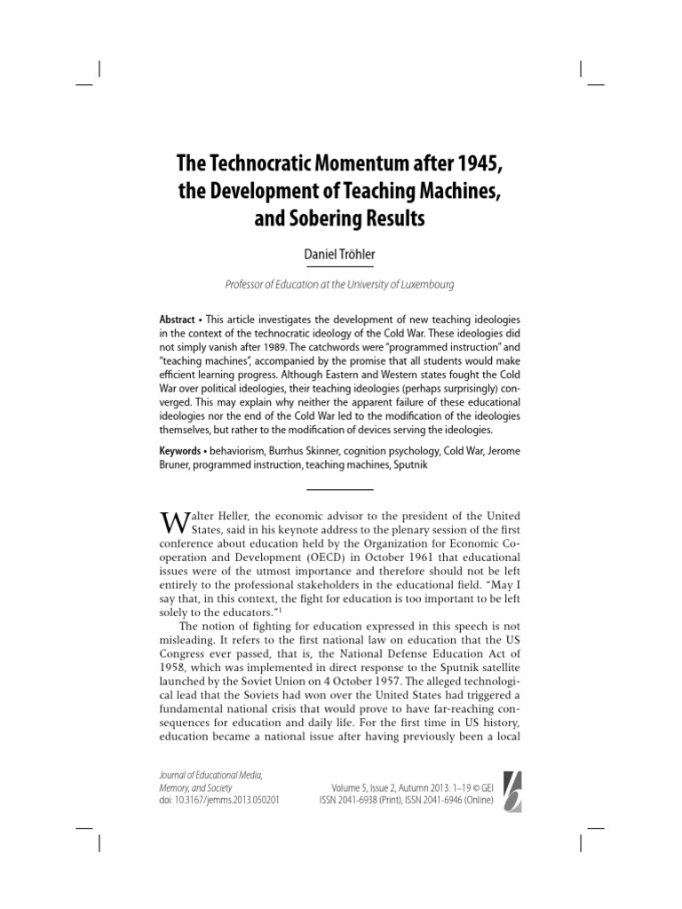 Tröhler - 2013 - The Technocratic Momentum after 1945, the Development ...