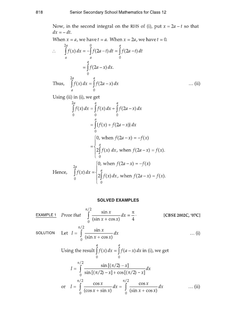 Definite Integrals Properties | PDF