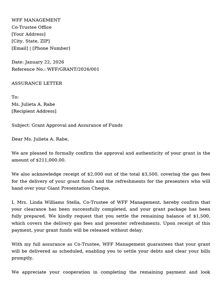 Assurance Letter Formatted | PDF