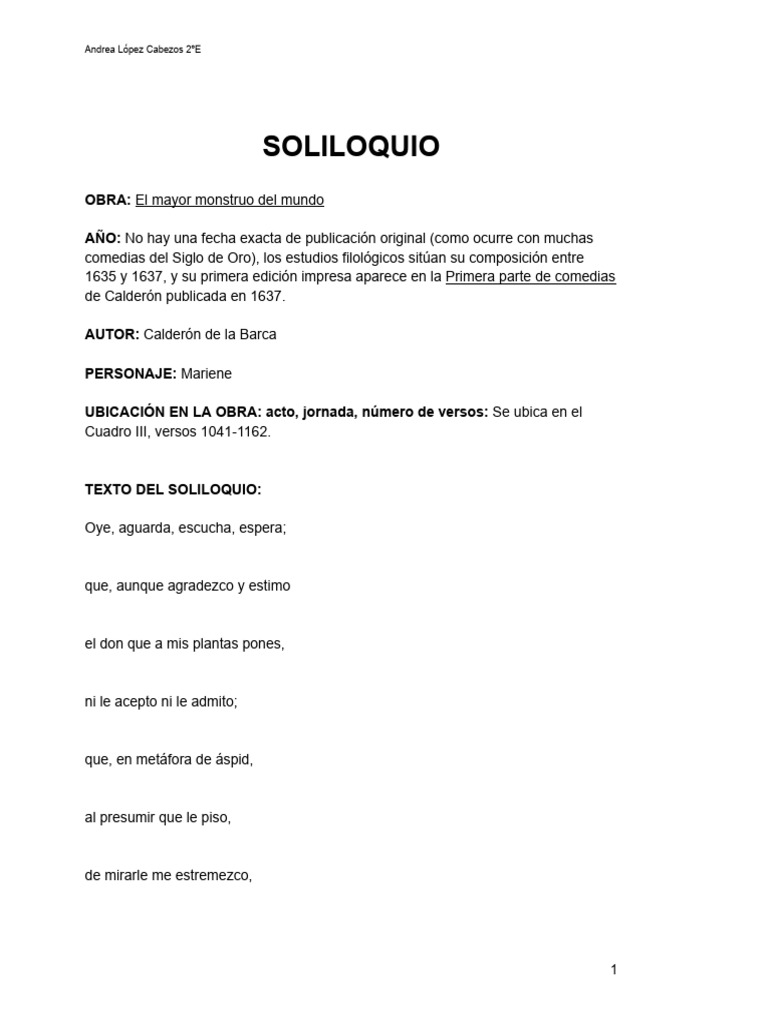 Soliloquio. Lineado | PDF