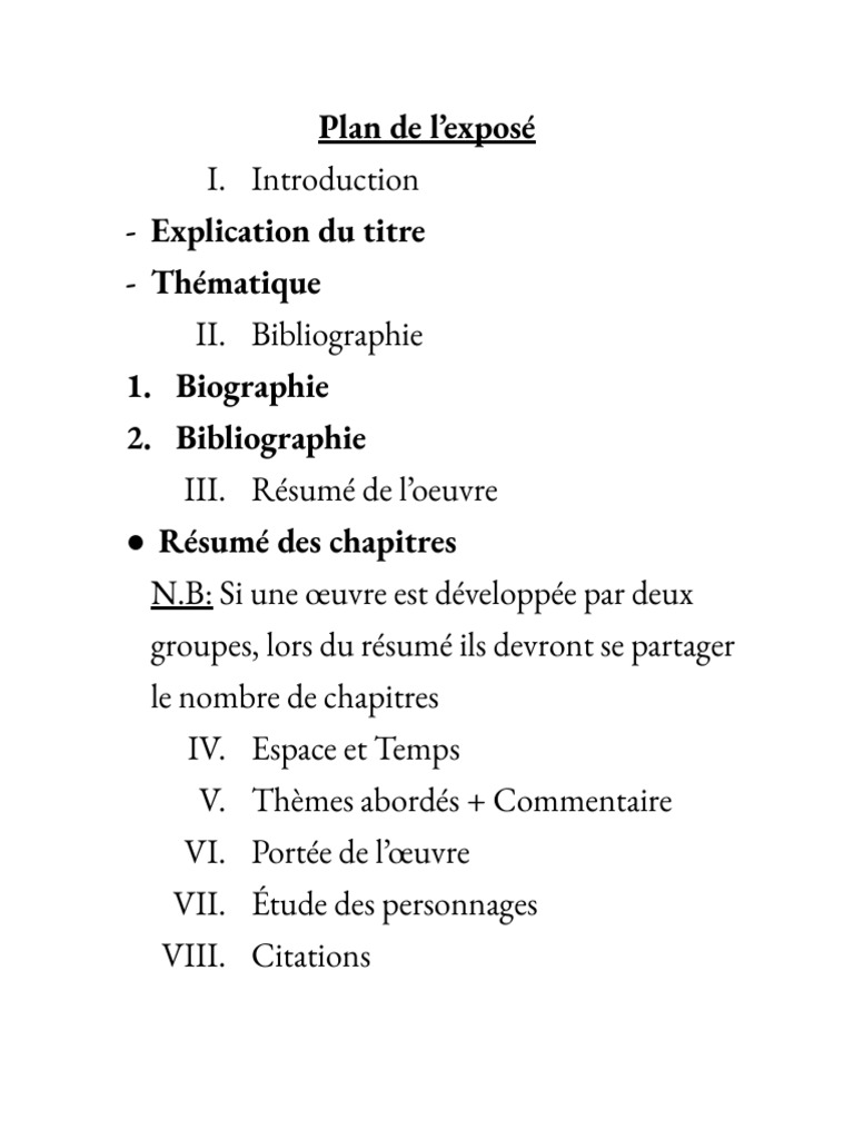 Plan de L'exposé Français 1ère | PDF