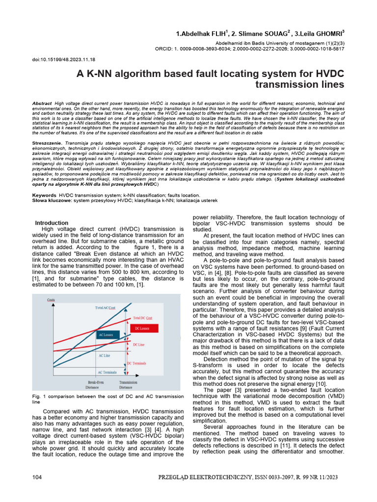 A K-NN Algorithm Based Fault Locating System For HVDC Transmission ...