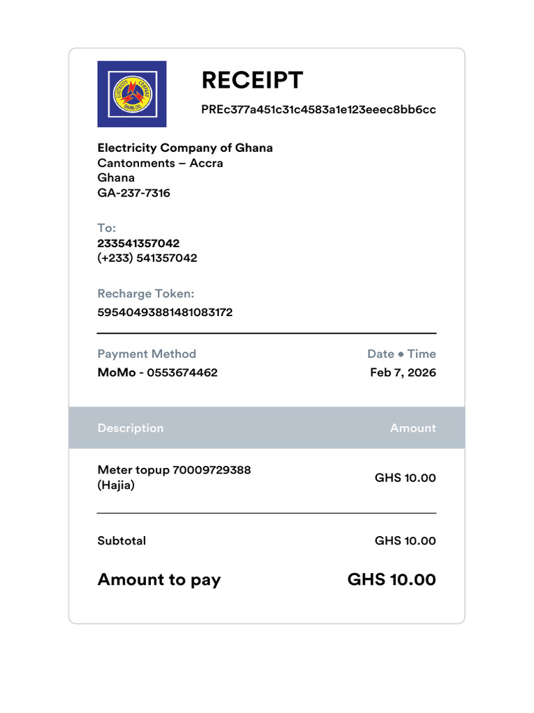 ECG PowerApp Receipt PRC | PDF
