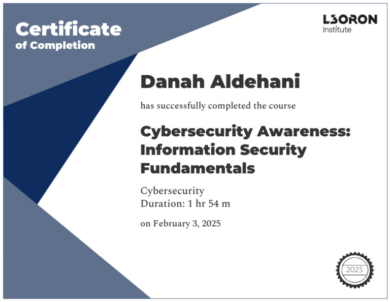 Cybersecurity Awareness - Information Security Fundamentals | PDF