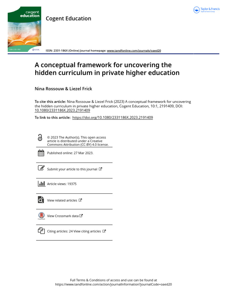 A Conceptual Framework For Uncovering The Hidden Curriculum in Private ...