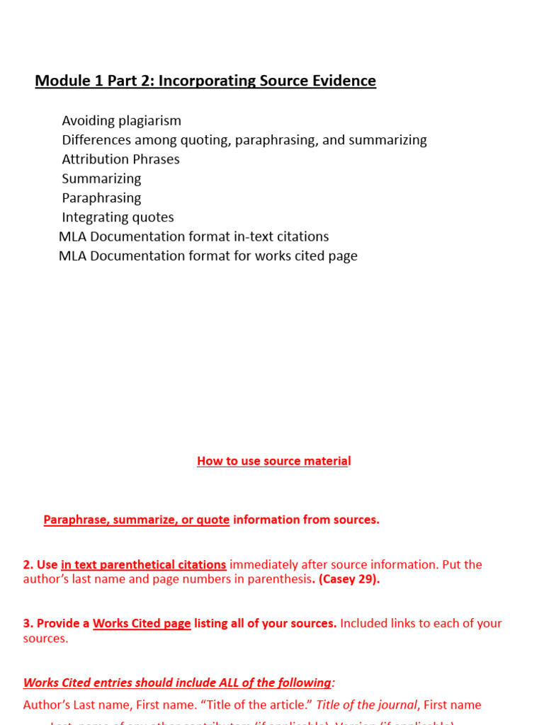 Diagnostic Module Part 2 MLA Incorporating Source Information Notes ...