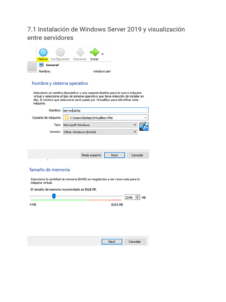 7instalación de Windows Server 2019 y Visualización Entre Servidores | PDF