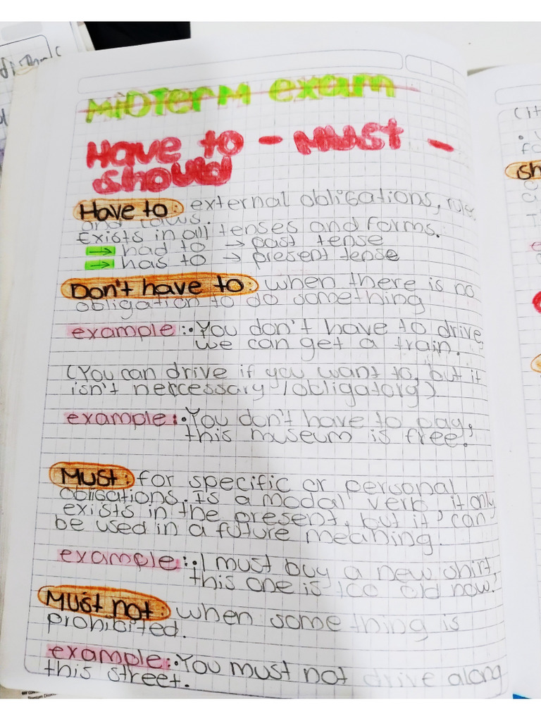 Have To Must and Should Notes Practice | PDF