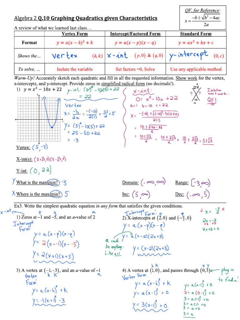 Alg 2 Q.10 Notes Key | PDF