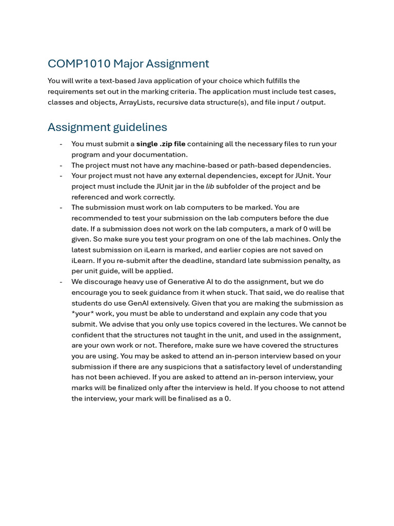 Major Assignment Specifications v2 | PDF | Computer Science | Computer ...