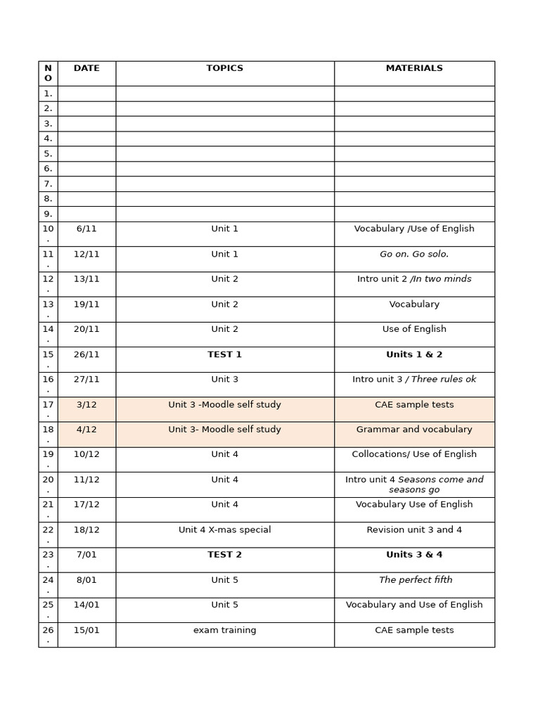2024 2025 Year1 R L Schedule Winter Group E 2 | PDF