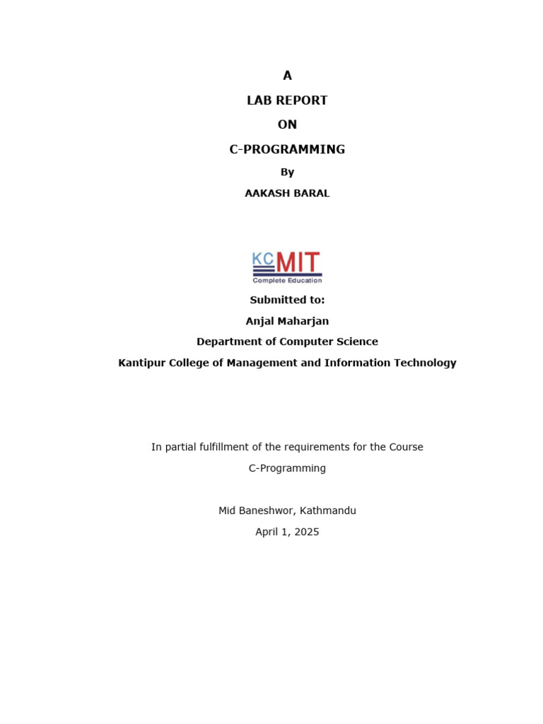Cover Page C (1st Semester) | PDF