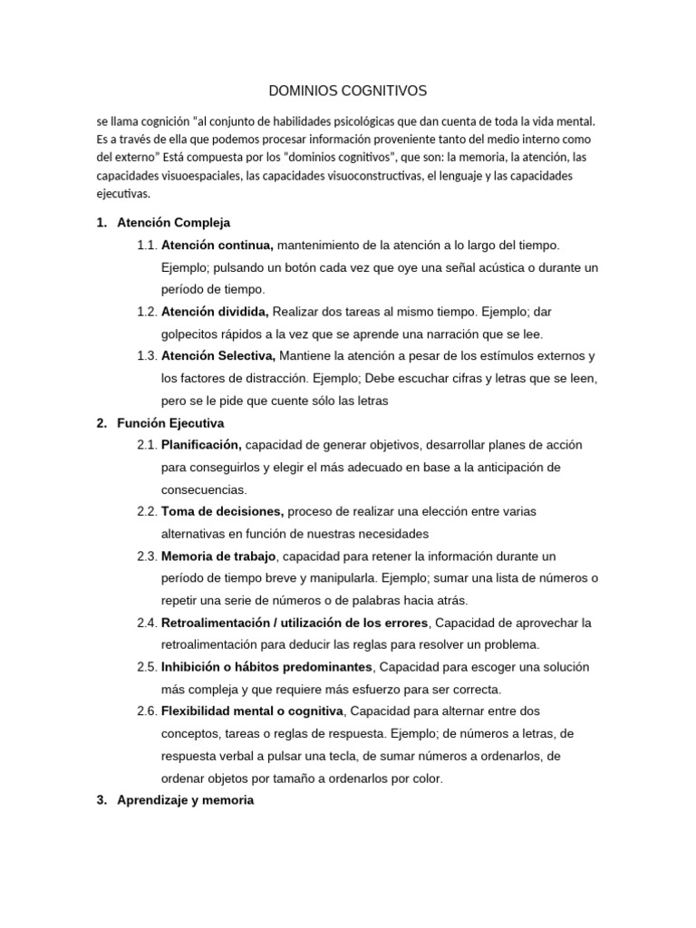 Dominios Cognitivos - Expo | PDF | Cognición | Atención