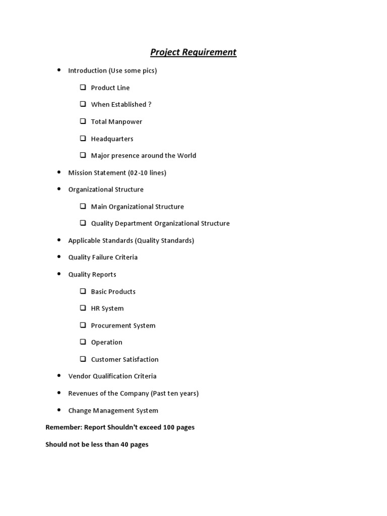 Comprehensive Project Requirements Overview | PDF