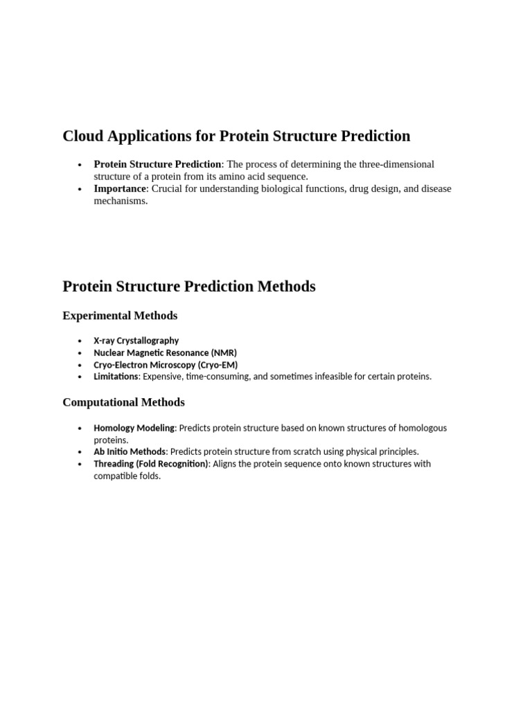 Cloud Applications For Protein Structure Prediction | PDF