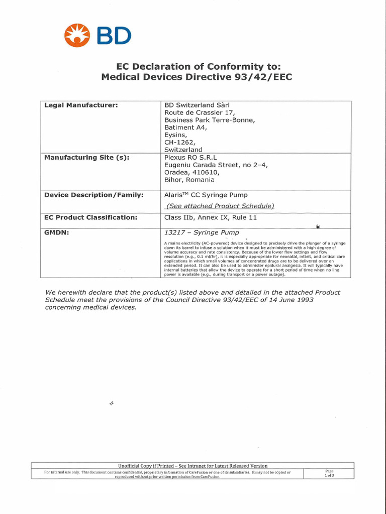 DoC-Alaris Plus CC | PDF
