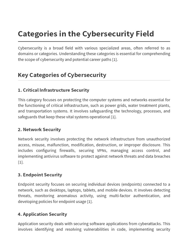 Categories in Cybersecurity Field | PDF | Security | Computer Security