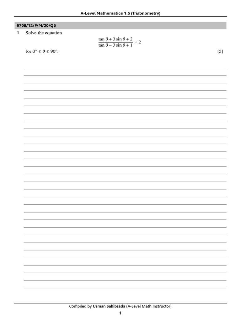 Worksheet 1.5 (Trigonometry) | PDF | Mathematics | Science