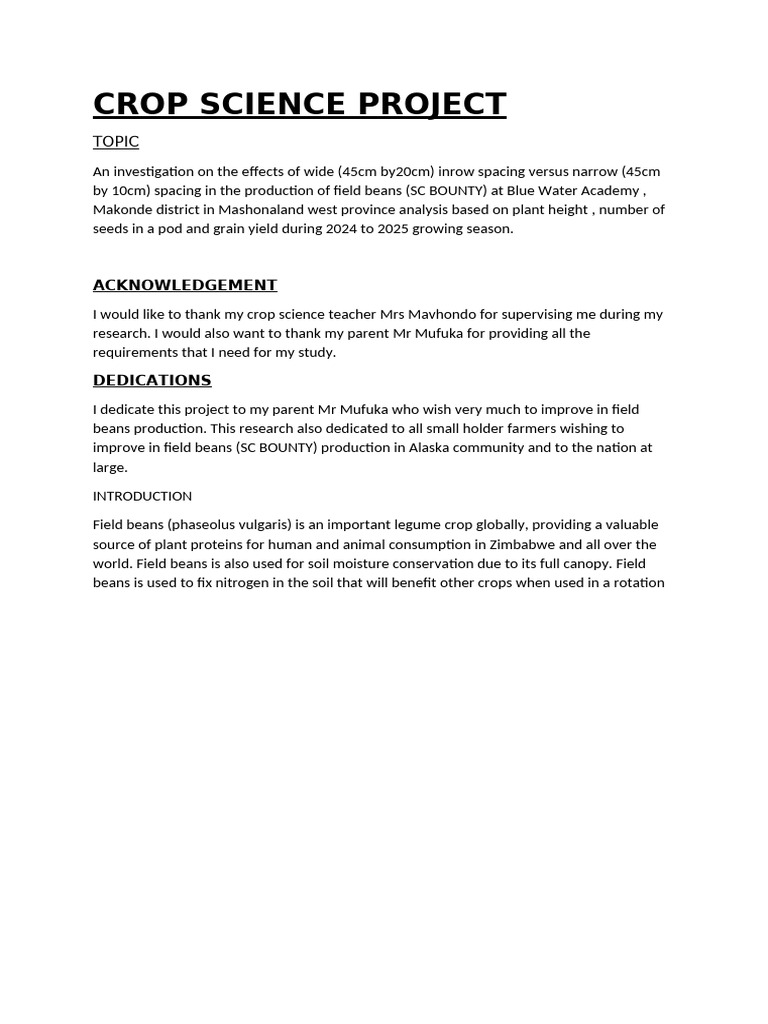 Crop Science Project | PDF