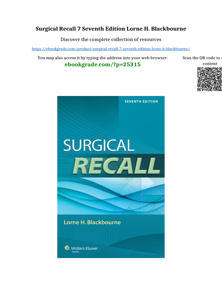 Surgical Recall 7 Seventh Edition Lorne H. Blackbourne all chapters