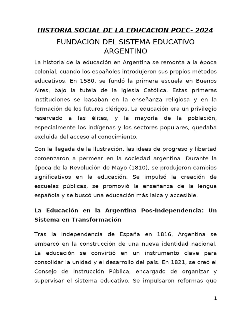 Historia Social de La Educacion Poec | PDF | Plan de estudios ...