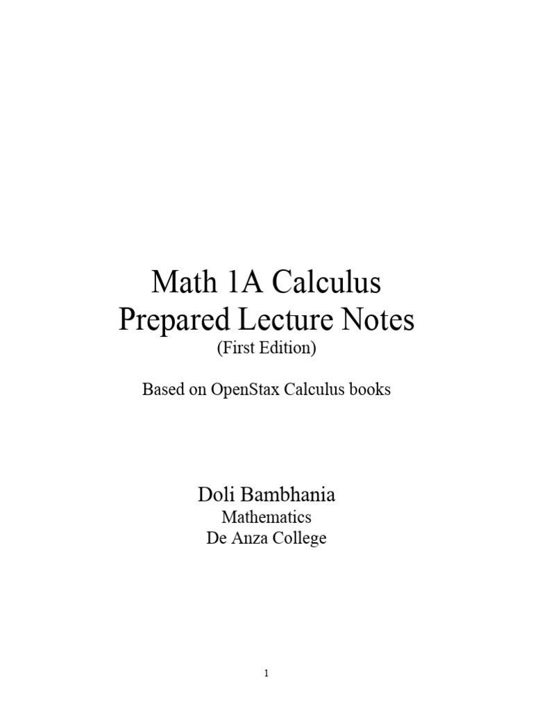 Math+1A+Prepared+Notes+%281stEdition%29 | PDF | Derivative ...