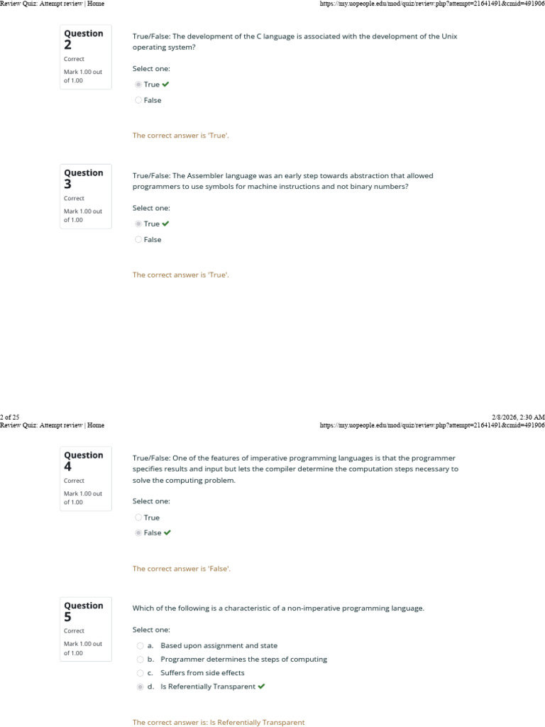Review Quiz - Attempt Review - Home | PDF | Mathematical Logic ...