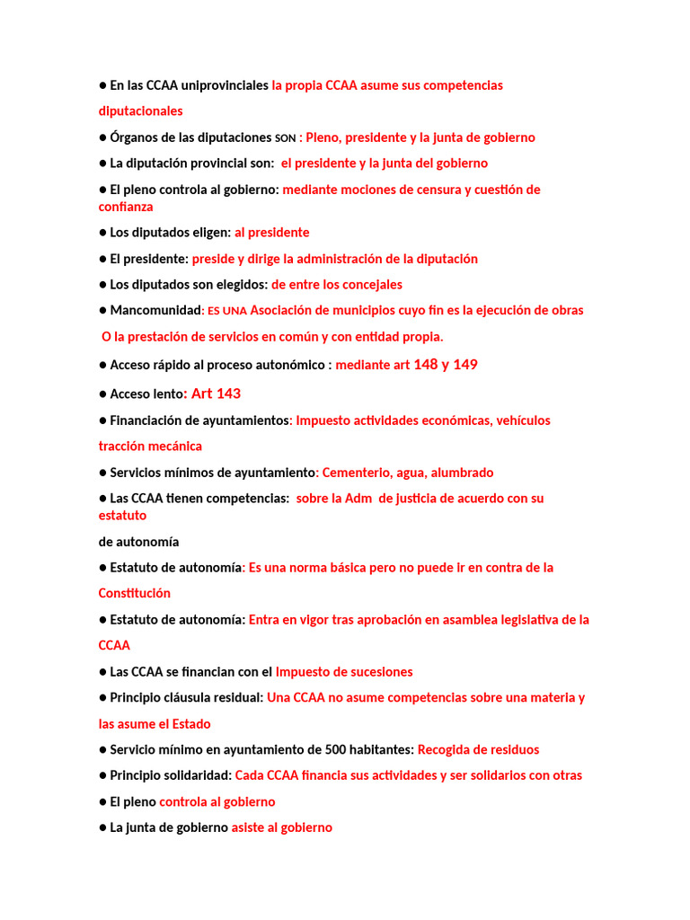 En Las CCAA Uniprovinciales La Propia CCAA Asume Sus Competencias | PDF ...
