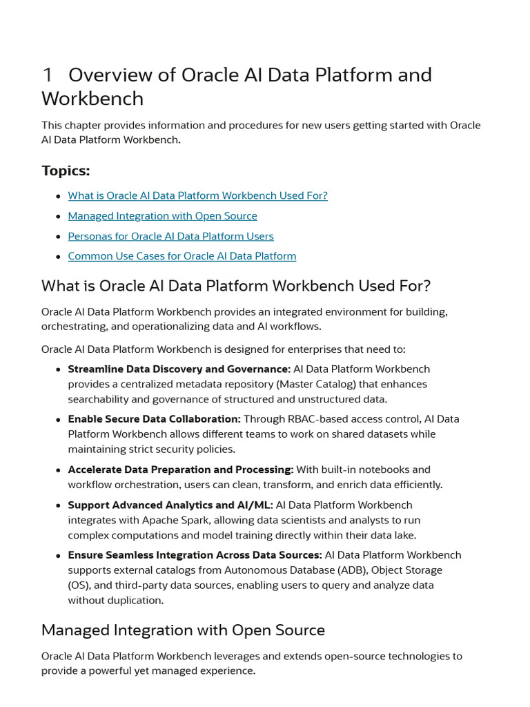 Overview of Oracle AI Data Platform and Workbench | PDF | Artificial ...