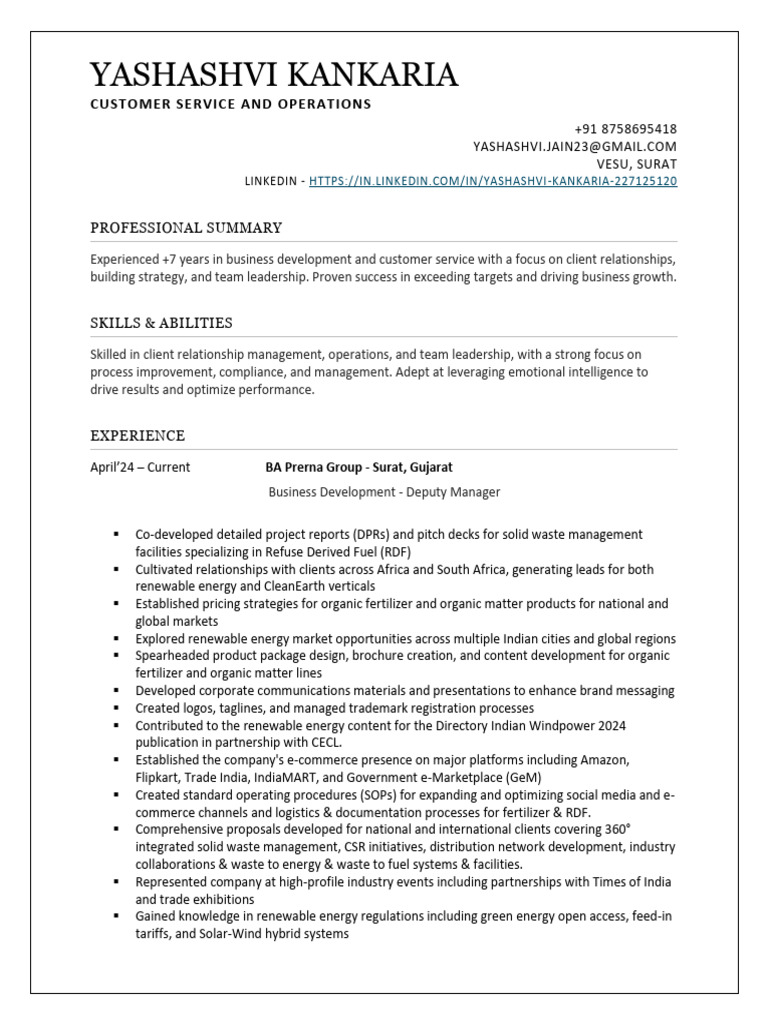 Yashashvi Kankaria CV 2 1 5 | PDF | Business | Economies