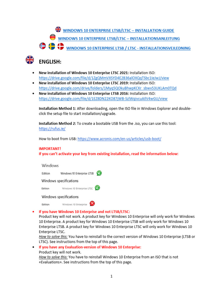 Windows10Enterprise LTSB LTSC Guide | PDF