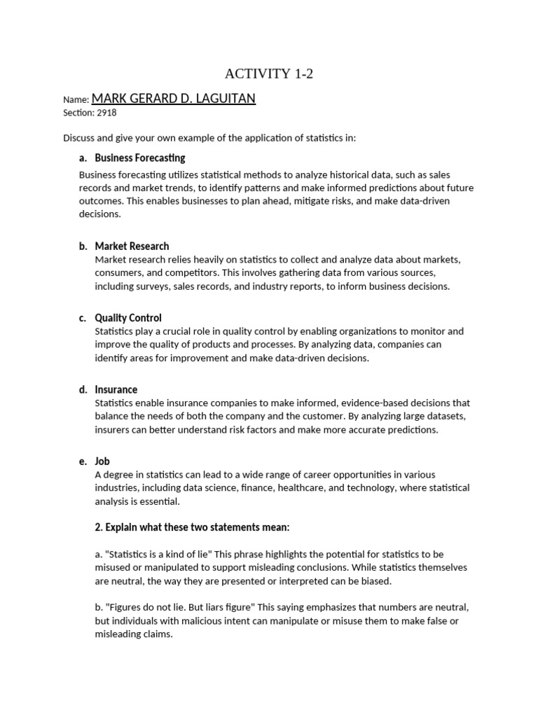 Activity 1-2 (2918) | PDF | Statistics | Data Analysis