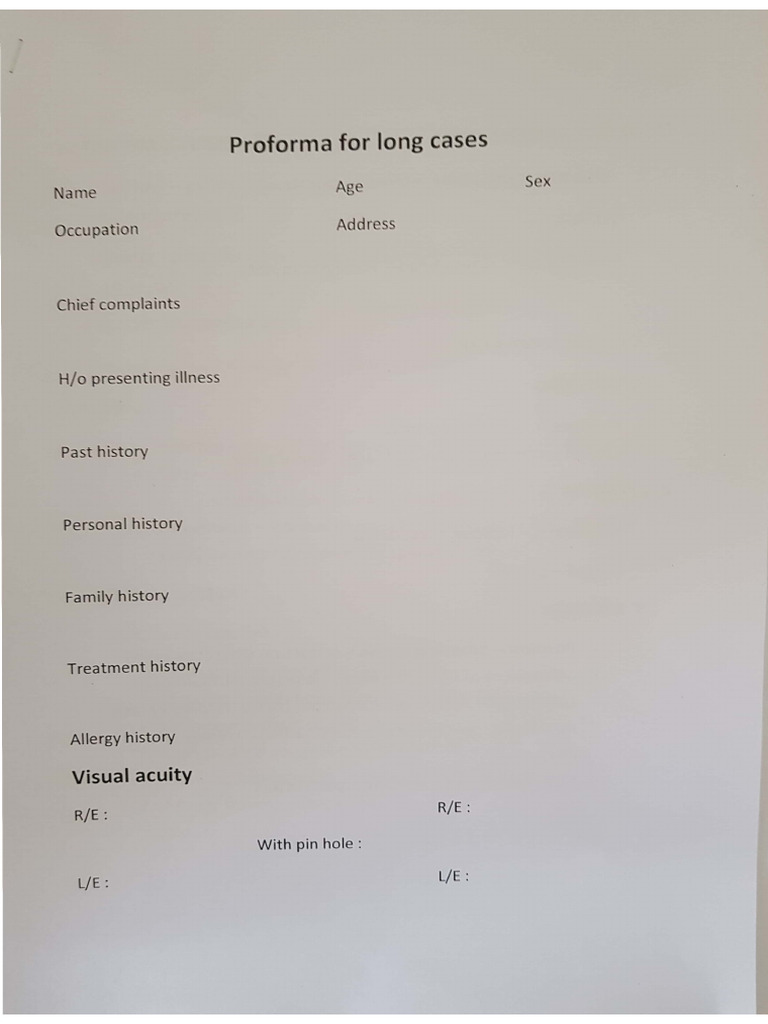 Opthal Case Proforma NMCRC | PDF