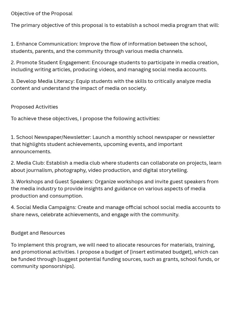 Objective of The Proposal PDF | PDF
