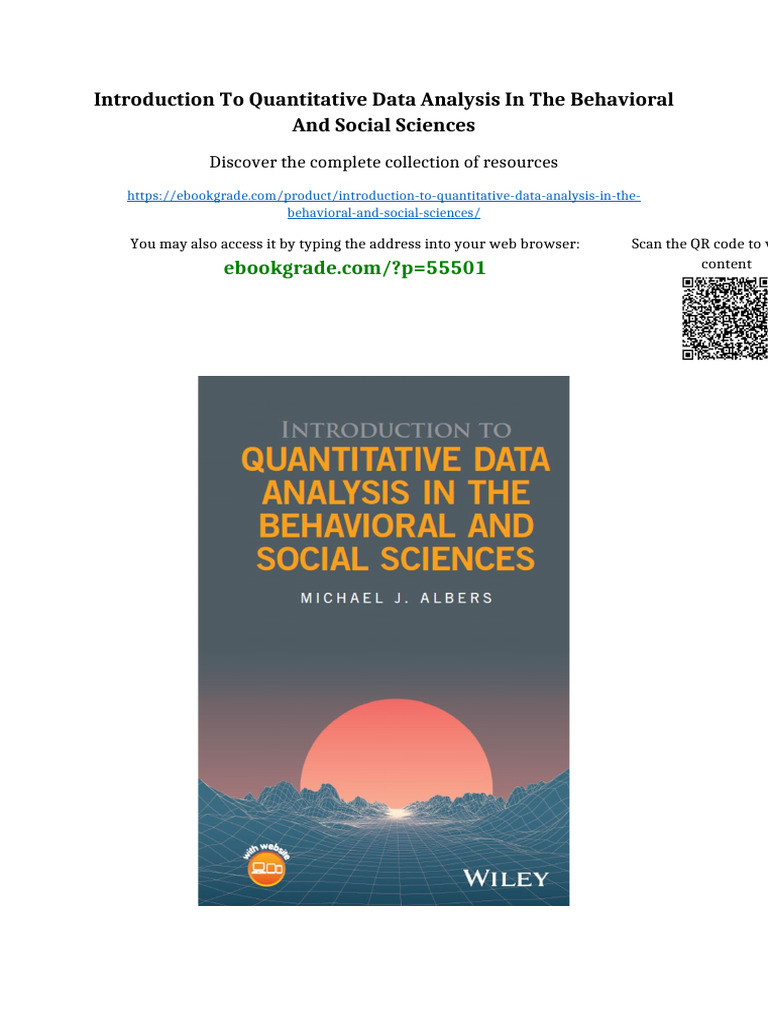 Introduction To Quantitative Data Analysis in The Behavioral and Social ...